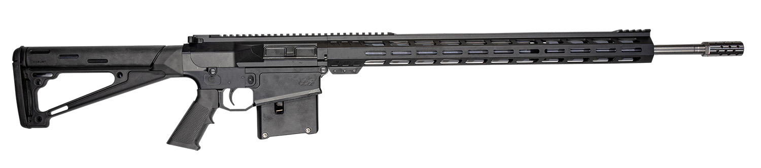 Great Lakes Firearms GL10LA300SSBLK AR-10 300 Win Mag 5+1 24″, Black, 20″ M-Lok Handguard Fixed Hogue OverMolded Stock, A2 Grip, Muzzle Brake